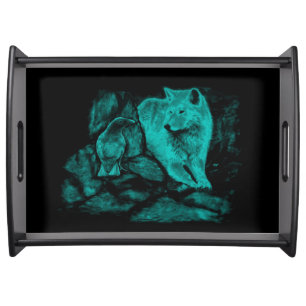 Wolf and Raven in the Night Serving Tray
