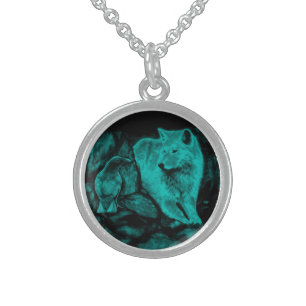 Wolf and Raven in the Night Sterling Silver Necklace