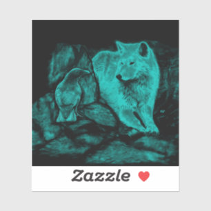 Wolf and Raven in the Night Sticker