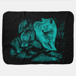 Wolf and Raven in the Night Stroller Blanket