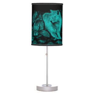 Wolf and Raven in the Night Table Lamp