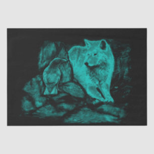 Wolf and Raven in the Night Tissue Paper