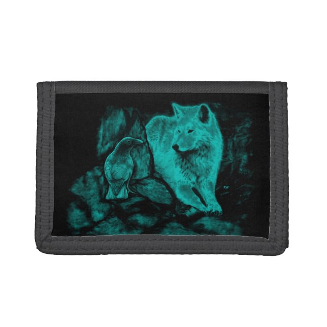Wolf and Raven in the Night Trifold Wallet (Front)