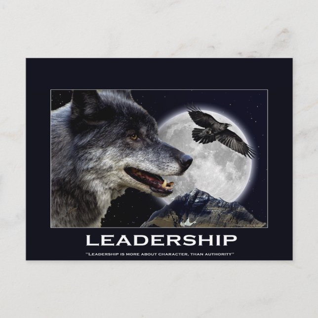 Wolf and Raven Leadership Motivational Gifts Postcard (Front)