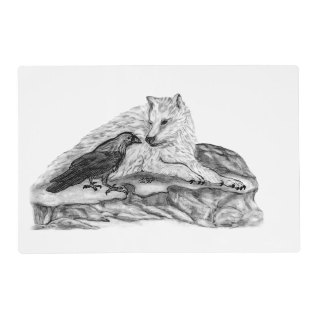 Wolf and Raven Pet Mat (Front)