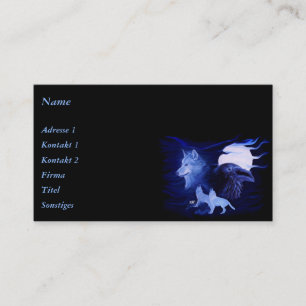 Wolf and Raven with full moon Business Card