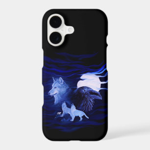 Wolf and Raven with full moon iPhone 17 Case