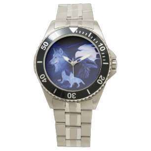 Wolf and Raven with full moon Watch