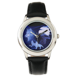 Wolf and Raven with full moon Watch