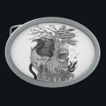 Wolf and Raven with Skull Belt Buckle<br><div class="desc">Wolf and Raven with Skull - Black and White Design  -  Fantasy Art Pencil drawing by Krisi ArtKSZP >>> More Products in Store Category >>> Wolves Raven - Wolf mit Rabe >>> Wolf and Raven with Skull</div>