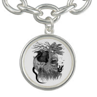 Wolf and Raven with Skull