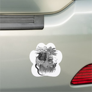 Wolf and Raven with Skull Car Magnet