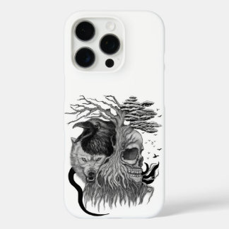 Wolf and Raven with Skull iPhone 16 Pro Case