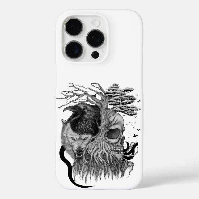 Wolf and Raven with Skull Case-Mate iPhone Case (Back)