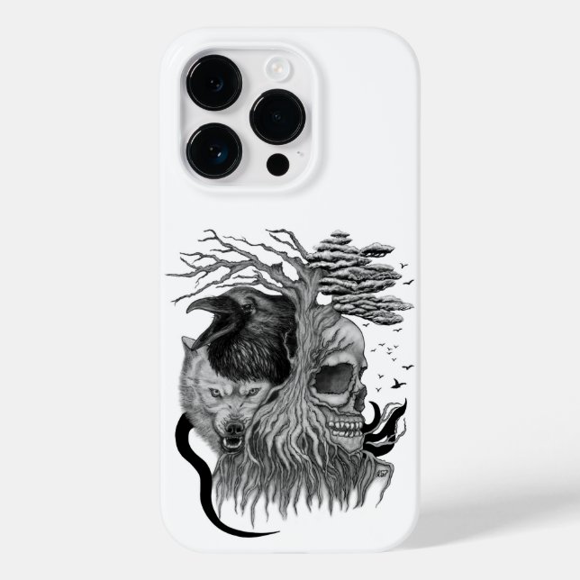 Wolf and Raven with Skull Case-Mate iPhone Case (Back)