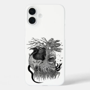 Wolf and Raven with Skull iPhone 16 Plus Case