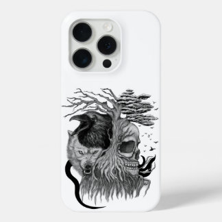 Wolf and Raven with Skull iPhone 15 Pro Case