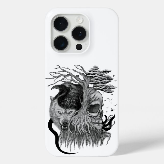Wolf and Raven with Skull Case-Mate iPhone Case (Back)