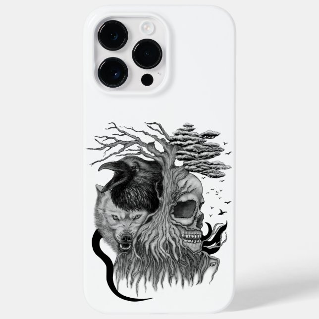 Wolf and Raven with Skull Case-Mate iPhone Case (Back)