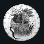 Wolf and Raven with Skull Dart Board<br><div class="desc">Wolf and Raven with Skull - Black and White Design  -  Fantasy Art Pencil drawing by Krisi ArtKSZP >>> More Products in Store Category >>> Wolves Raven - Wolf mit Rabe >>> Wolf and Raven with Skull</div>