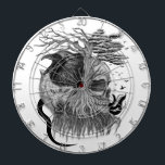 Wolf and Raven with Skull Dart Board<br><div class="desc">Wolf and Raven with Skull - Black and White Design  -  Fantasy Art Pencil drawing by Krisi ArtKSZP >>> More Products in Store Category >>> Wolves Raven - Wolf mit Rabe >>> Wolf and Raven with Skull</div>