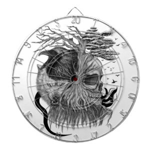 Wolf and Raven with Skull Dart Board