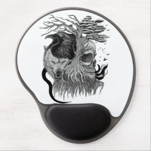 Wolf and Raven with Skull Gel Mouse Pad