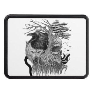 Wolf and Raven with Skull Hitch Cover