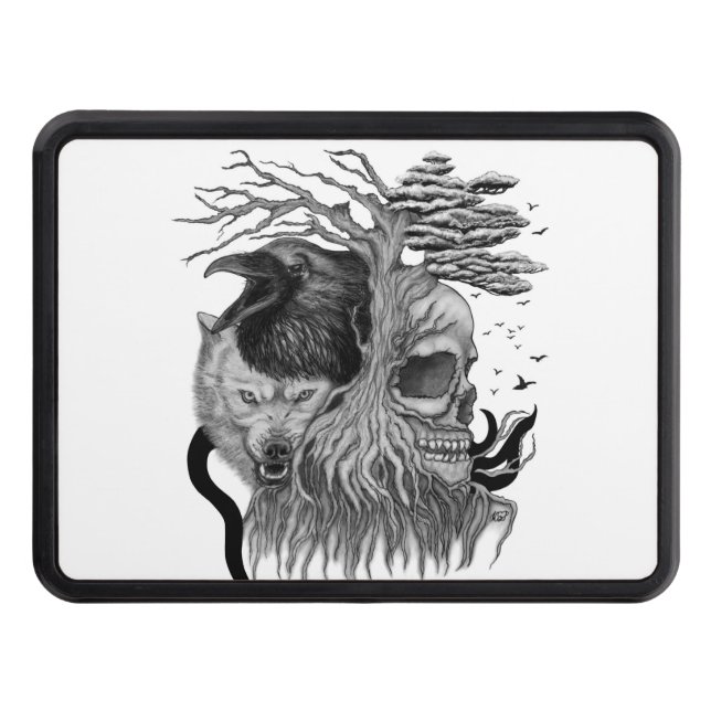 Wolf and Raven with Skull Hitch Cover (Front)