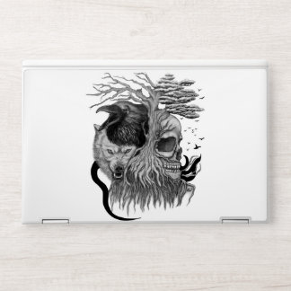 Wolf and Raven with Skull HP Laptop Skin