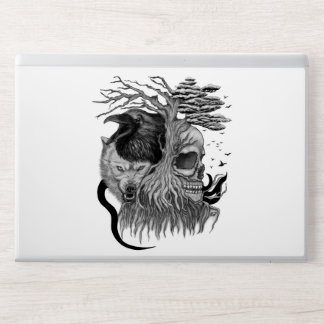 Wolf and Raven with Skull HP Laptop Skin