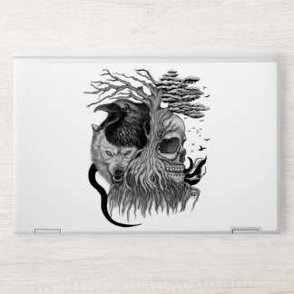 Wolf and Raven with Skull HP Laptop Skin