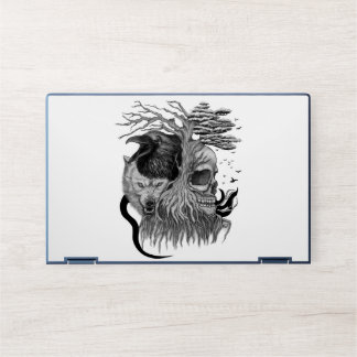 Wolf and Raven with Skull HP Laptop Skin