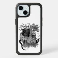 Wolf and Raven with Skull