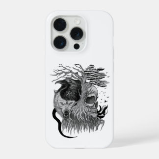 Wolf and Raven with Skull iPhone 15 Pro Case