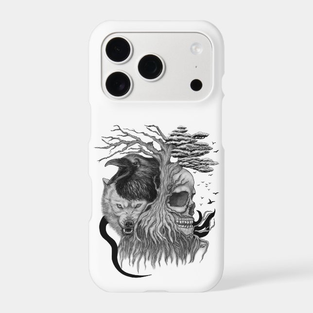 Wolf and Raven with Skull iPhone Case (Back)