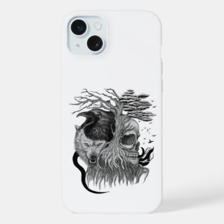 Wolf and Raven with Skull iPhone 15 Plus Case