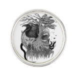 Wolf and Raven with Skull Lapel Pin
