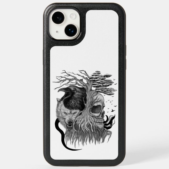 Wolf and Raven with Skull Otterbox iPhone Case (Back)