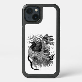 Wolf and Raven with Skull iPhone 13 Case