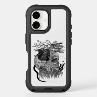 Wolf and Raven with Skull iPhone 16 Case