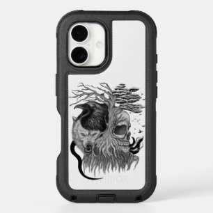 Wolf and Raven with Skull iPhone 16 Case