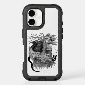 Wolf and Raven with Skull iPhone 16 Case