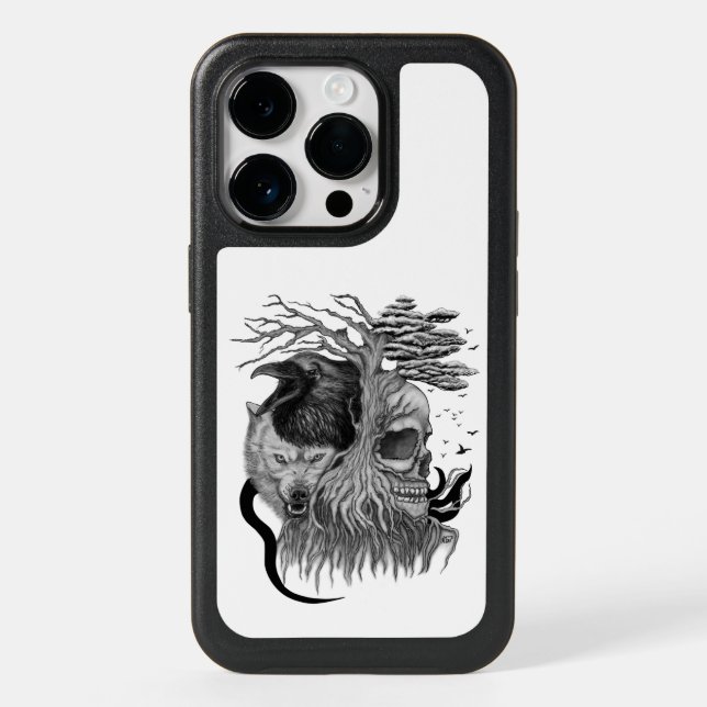 Wolf and Raven with Skull Otterbox iPhone Case (Back)