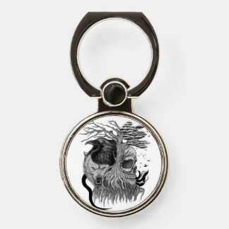 Wolf and Raven with Skull Phone Ring Stand