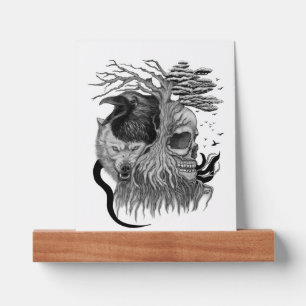 Wolf and Raven with Skull Picture Ledge