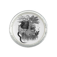 Wolf and Raven with Skull