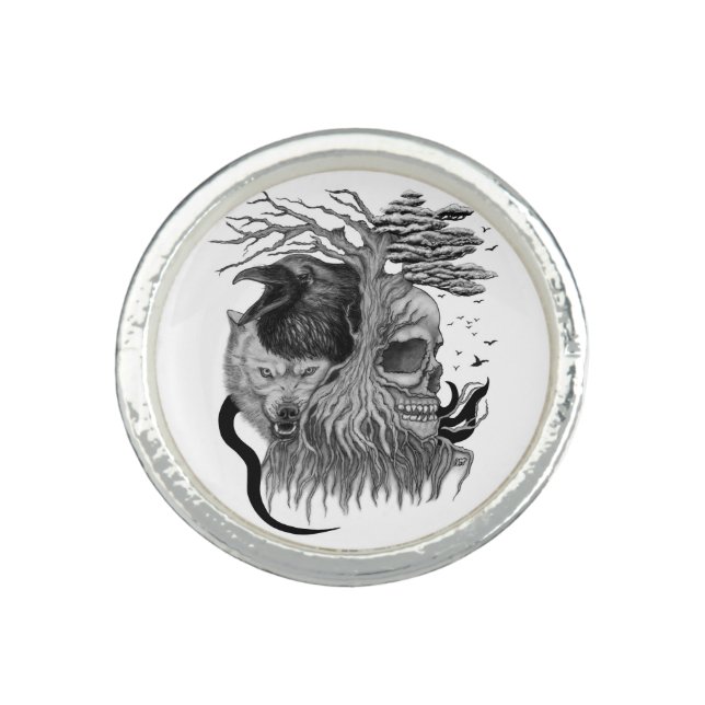 Wolf and Raven with Skull Ring (Front)