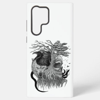 Wolf and Raven with Skull Samsung Galaxy S22 Ultra Case