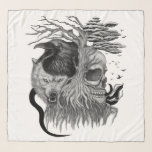 Wolf and Raven with Skull Scarf<br><div class="desc">Wolf and Raven with Skull - Black and White Design  -  Fantasy Art Pencil drawing by Krisi ArtKSZP >>> More Products in Store Category >>> Wolves Raven - Wolf mit Rabe >>> Wolf and Raven with Skull</div>